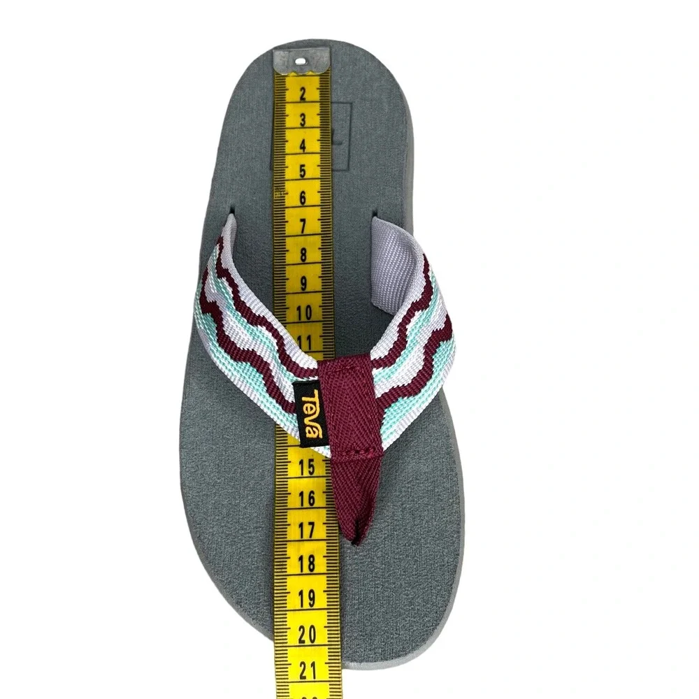 Teva Youth Girls Voya Thong Flip Flop Sandals Size 1 Aqua-Burgundy-Gray-Lavender